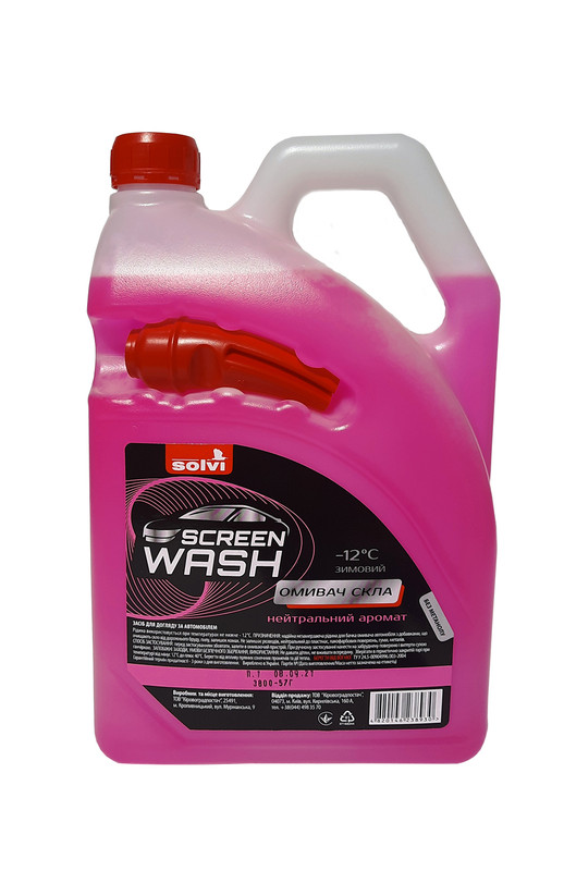 Рідина для склоомивоча SOLVI, зима, -12 °С, 4л